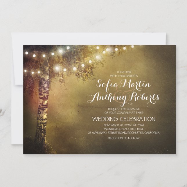invitación a la boda de un árbol de abedules y luc (Anverso)