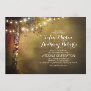 invitación a la boda de un árbol de abedules y luc