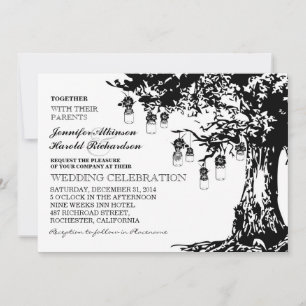 invitación a la boda de un árbol de albañiles blan