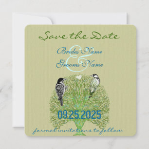Invitación a la boda de un árbol de amor de Swirl