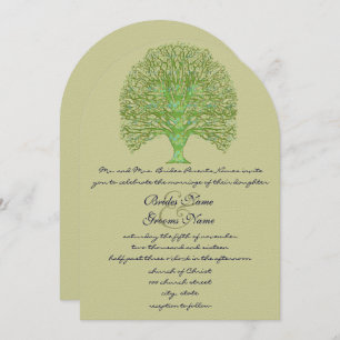 Invitación a la boda de un árbol de amor de Swirl 