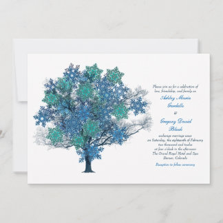 Invitación a la boda de un árbol de copo de nieve