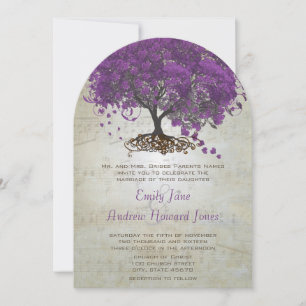 Invitación a la boda de un árbol de hojas de coraz