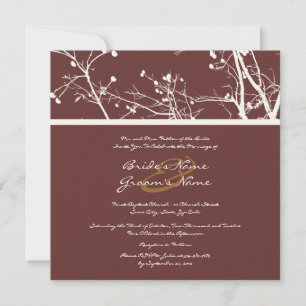 Invitación a la boda de un árbol de invierno marró