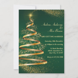 Invitación a la boda de un árbol de navidad verde 