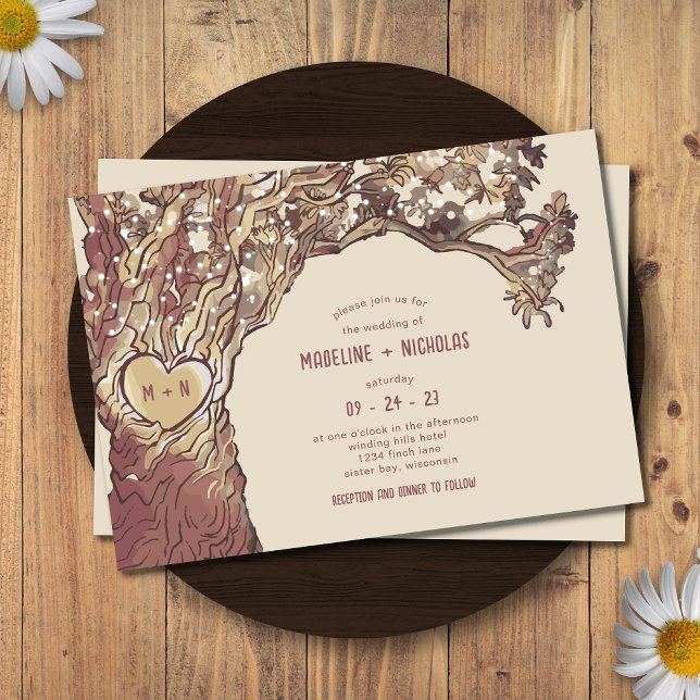 Invitación a la boda de un árbol del corazón escul (Subido por el creador)