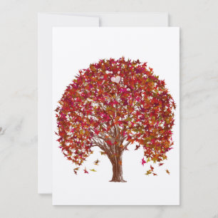 Invitación a la boda de un árbol rojo de Borgoña