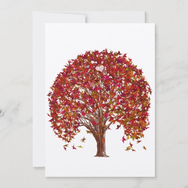 Invitación a la boda de un árbol rojo de Borgoña (Anverso)