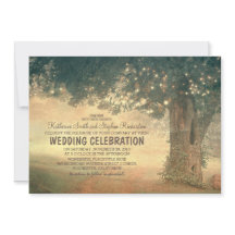 invitación a la boda de un árbol rústico con cuerd