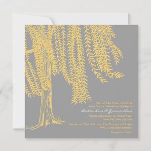 Invitación a la boda de un árbol salvaje amarillo 