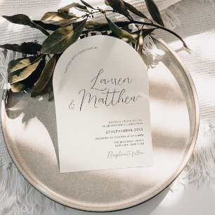 Invitación a la boda de un arco de escritura moder