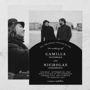 Invitación a la boda de un arco de fotos negro mod