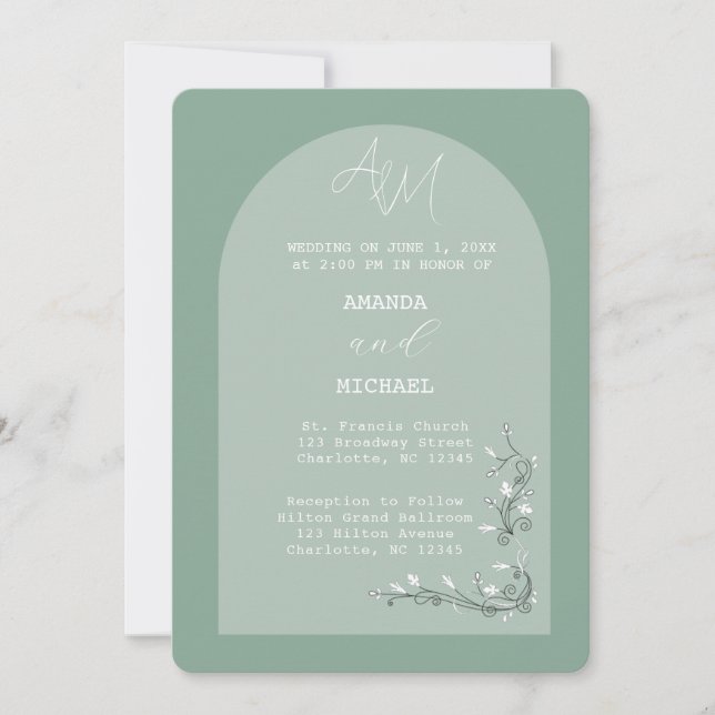 Invitación a la boda de un Arco de Hues Verde Mode (Anverso)