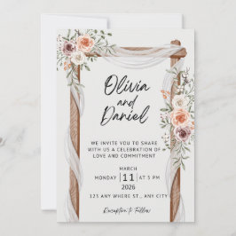 Invitación a la boda de un arco floral de personal