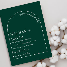 Invitación a la boda de un arco moderno verde esme
