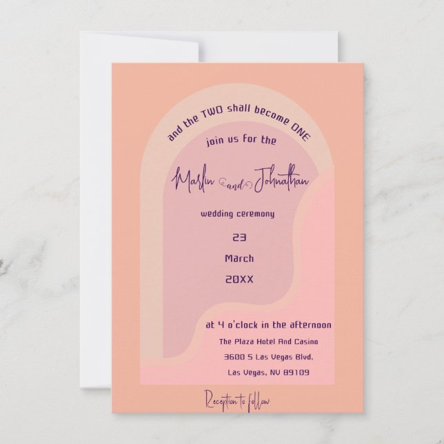 Invitación a la boda de un Arco Rosa Groovy en Rub (Anverso)