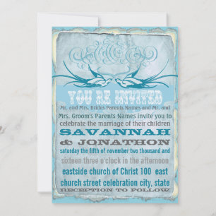 Invitación a la boda de un ave de amor con sabor a