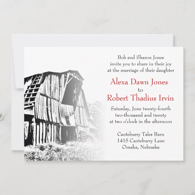 Invitación a la boda de un bar rústico 2 (Anverso)