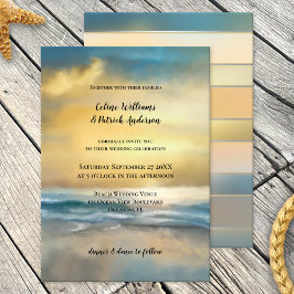 Invitación a la boda de un Bella Artes en una play