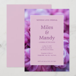 Invitación a la boda de un borde morado floral