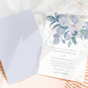 Invitación a la boda de un Bouquet Floral Azul sim