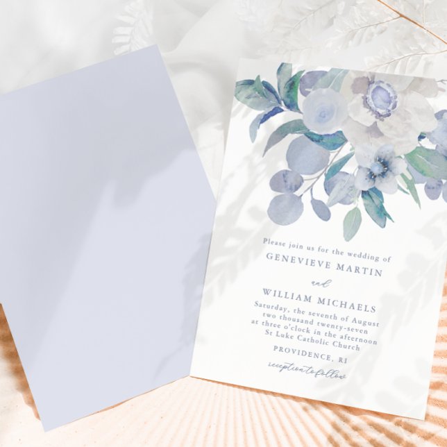 Invitación a la boda de un Bouquet Floral Azul sim (Subido por el creador)
