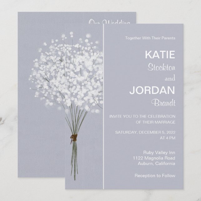 Invitación a la boda de un Bouquet floral simple (Anverso / Reverso)