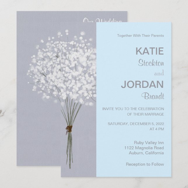 Invitación a la boda de un Bouquet floral simple (Anverso / Reverso)