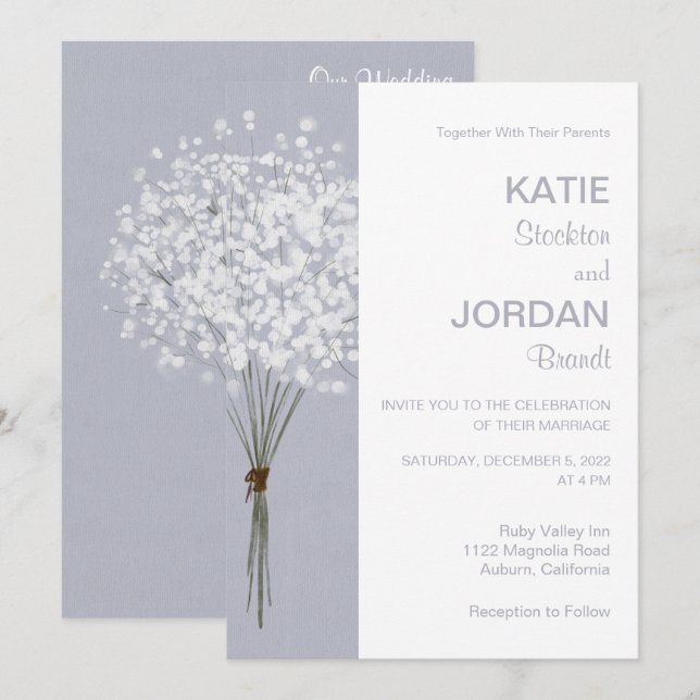 Invitación a la boda de un Bouquet floral simple (Anverso / Reverso)