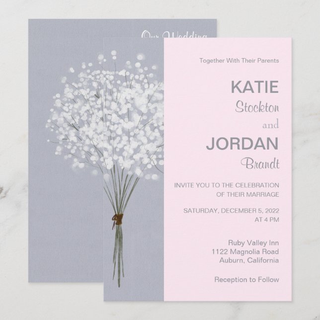Invitación a la boda de un Bouquet floral simple (Anverso / Reverso)