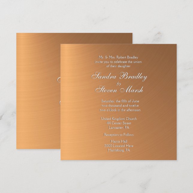 Invitación a la boda de un brezal de cobre (Anverso / Reverso)