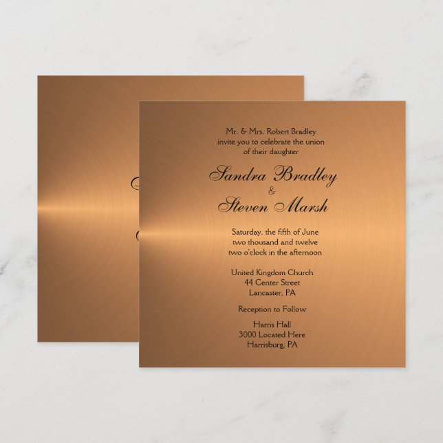 Invitación a la boda de un brezal de cobre (Anverso / Reverso)