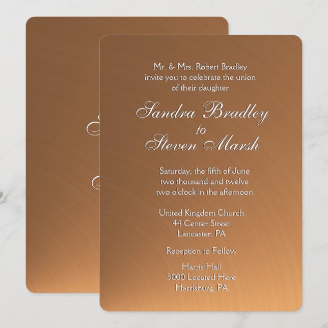Invitación a la boda de un brezal de cobre (Anverso / Reverso)