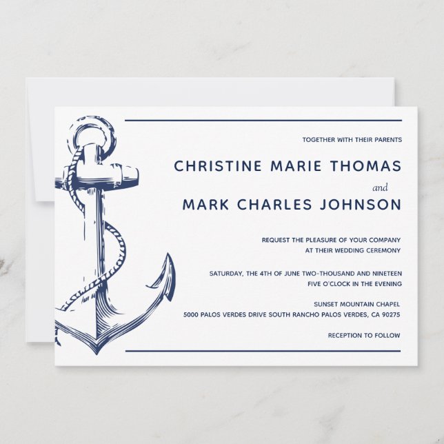 Invitación a la boda de un buque de la Marina Náut (Anverso)