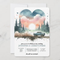 Invitación a la boda de un camión 4X4 forestal