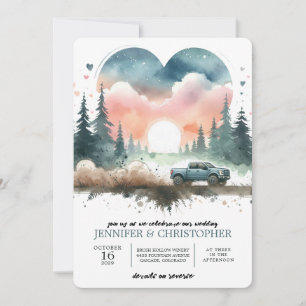 Invitación a la boda de un camión 4X4 forestal