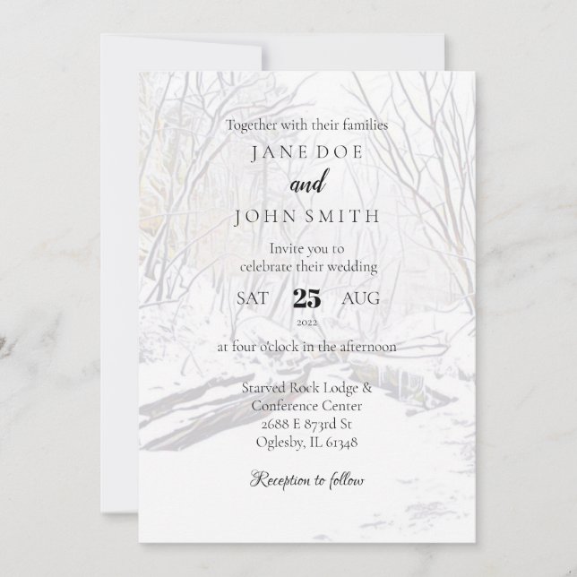 Invitación a la boda de un cañón de nieve en invie (Anverso)