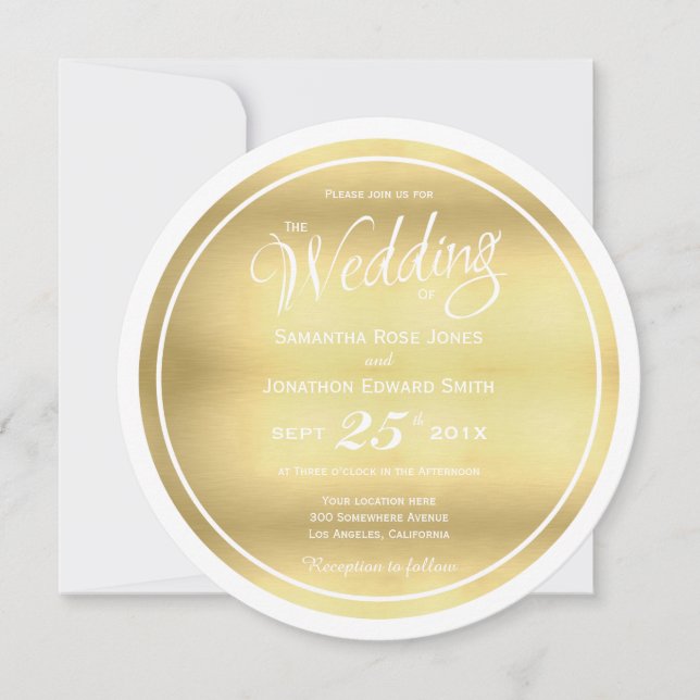 Invitación a la boda de un círculo de Relieve meta (Anverso)