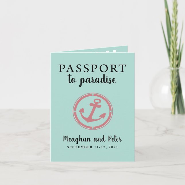 Invitación a la boda de un crucero con pasaporte d (Anverso)