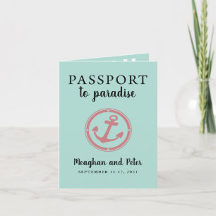 Invitación a la boda de un crucero con pasaporte d