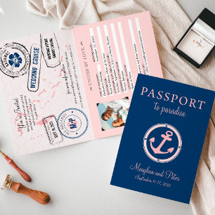 Invitación a la boda de un crucero con pasaporte d