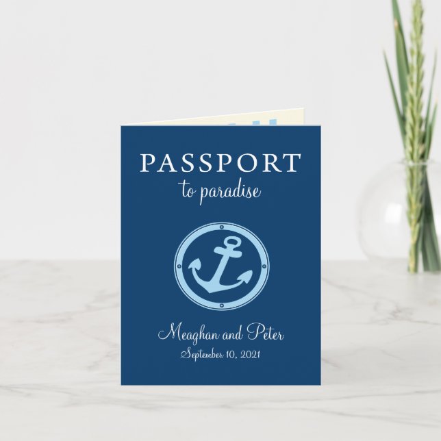 Invitación a la boda de un crucero con pasaporte d (Anverso)