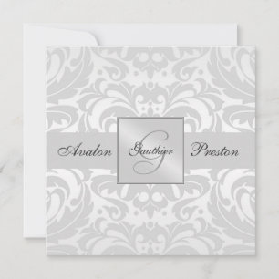 Invitación a la boda de un Damasco en Monograma Pl