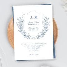 Invitación a la boda de un Escudo con un monograma