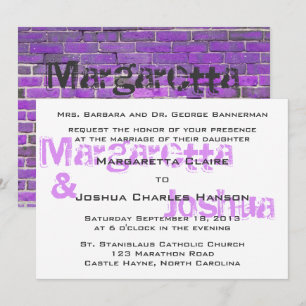 Invitación a la boda de un graffiti de ladrillo mo