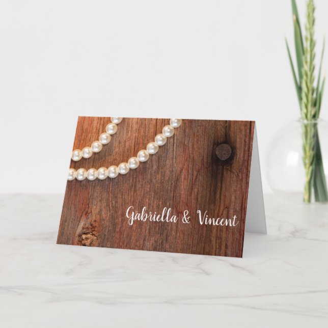 Invitación a la boda de un granero de Pearls Rusti (Anverso)
