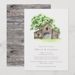 Invitación a la boda de un granero rústico moderno