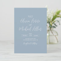 Invitación a la boda de un guión elegante azul cla