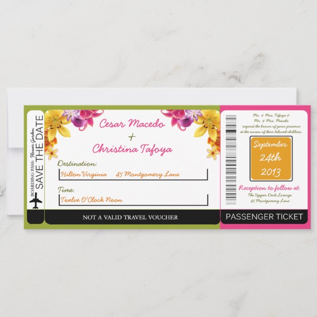 Invitación a la boda de un internado exótico hawai (Anverso)