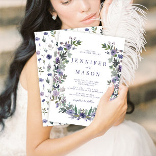 Invitación a la boda de un jardín de flores morada